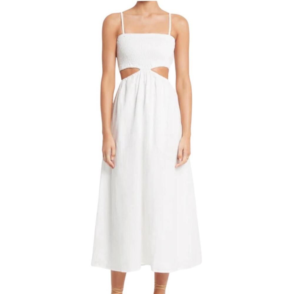 FAITHFULL THE BRAND TAYARI White MIDI DRESS Size 12 - Picture 4 of 9